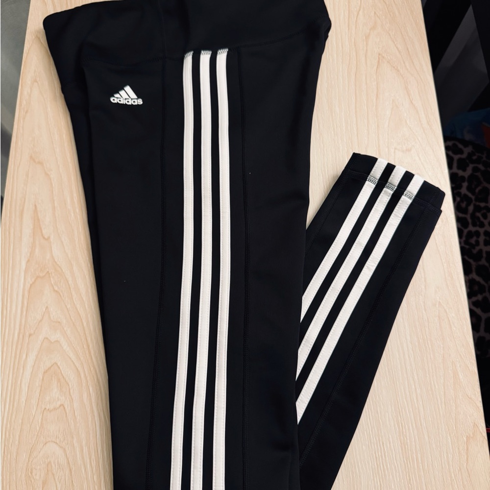 adidas Black Leggings with White 3-Stripes